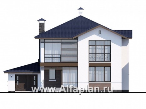 Проекты домов Альфаплан - «Выбор» - проект современного загородного дома с гаражом - превью фасада №1