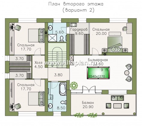 «Сезанн» - современный проект двухэтажного дома с террасой и с балконом, дуплекс,  с односкатной кровлей - превью план дома