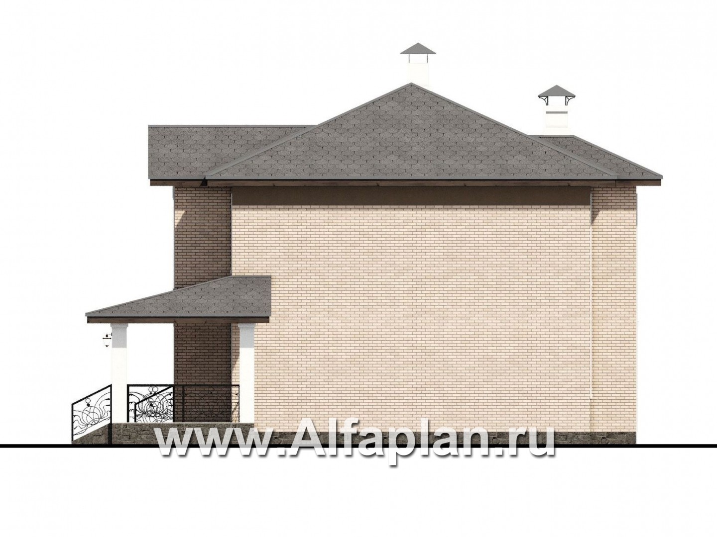 Проекты домов Альфаплан - «Арт-Нуво» - проект двухэтажного дома,  с террасой, в стиле модерн - изображение фасада №2