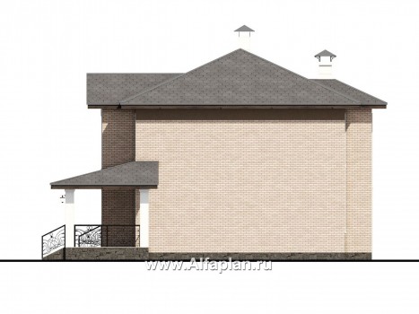 Проекты домов Альфаплан - «Арт-Нуво» - проект двухэтажного дома,  с террасой, в стиле модерн - превью фасада №2