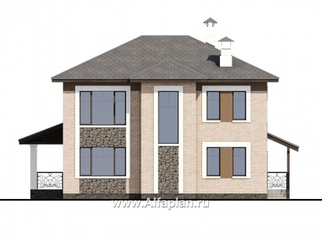 Проекты домов Альфаплан - «Арт-Нуво» - проект двухэтажного дома,  с террасой, в стиле модерн - превью фасада №4