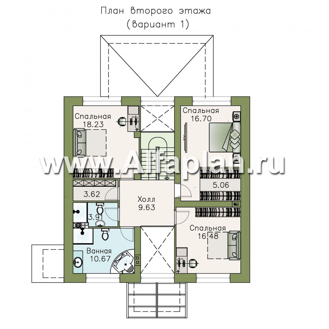 Проекты домов Альфаплан - «Четыре сезона» - современный дом с эффектной планировкой - изображение плана проекта №2