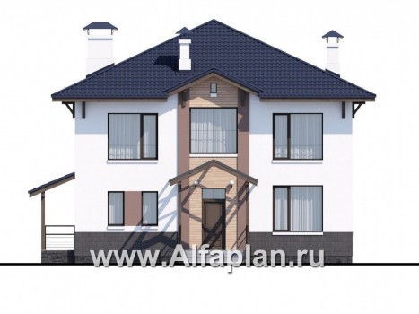 Проекты домов Альфаплан - «Четыре сезона» - современный дом с эффектной планировкой - превью фасада №1