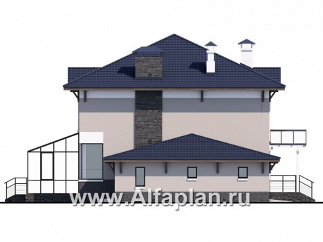 Проекты домов Альфаплан - «Четыре сезона» - современный дом с гаражом и эффектной гостиной - превью фасада №3