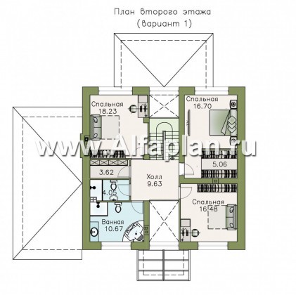 Проекты домов Альфаплан - «Четыре сезона» - современный дом с гаражом и эффектной гостиной - превью плана проекта №2