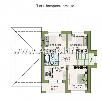 Проекты домов Альфаплан - «Сен-Тропе» - удобный компактный дом с гаражом - превью плана проекта №2