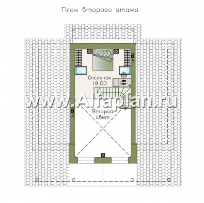 «Моризо» - проект дома с мансардой, планировка с двусветной гостиной и сауной, шале с двускатной крышей - превью план дома