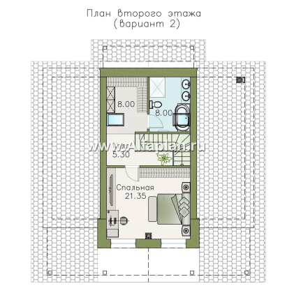 «Моризо» - проект дома с мансардой, планировка 2 спальни на 1 эт и вторая гостиная на 2 эт, шале с двускатной крышей - превью план дома