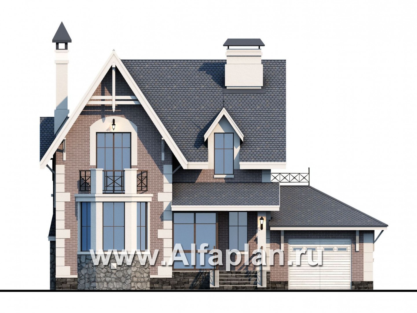 Проекты домов Альфаплан - «Стелла» - компактный дом с гаражом для маленького участка - изображение фасада №1