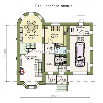 Проекты домов Альфаплан - «Стелла» - компактный дом с гаражом для маленького участка - превью плана проекта №1