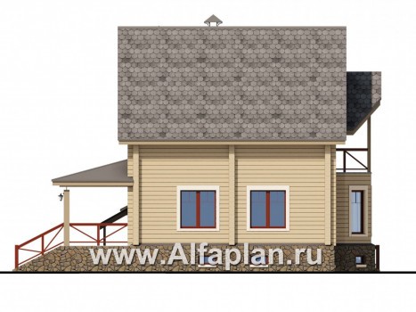Проекты домов Альфаплан - «АльфаВУД» - деревяный дом из клееного бруса - превью фасада №3