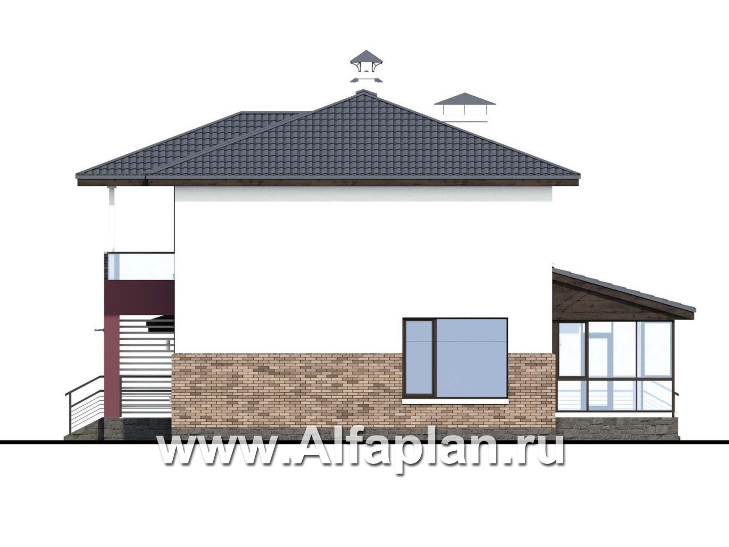 Проекты домов Альфаплан - «Орбита» - современный дизайн дома, удобная планировка - изображение фасада №2