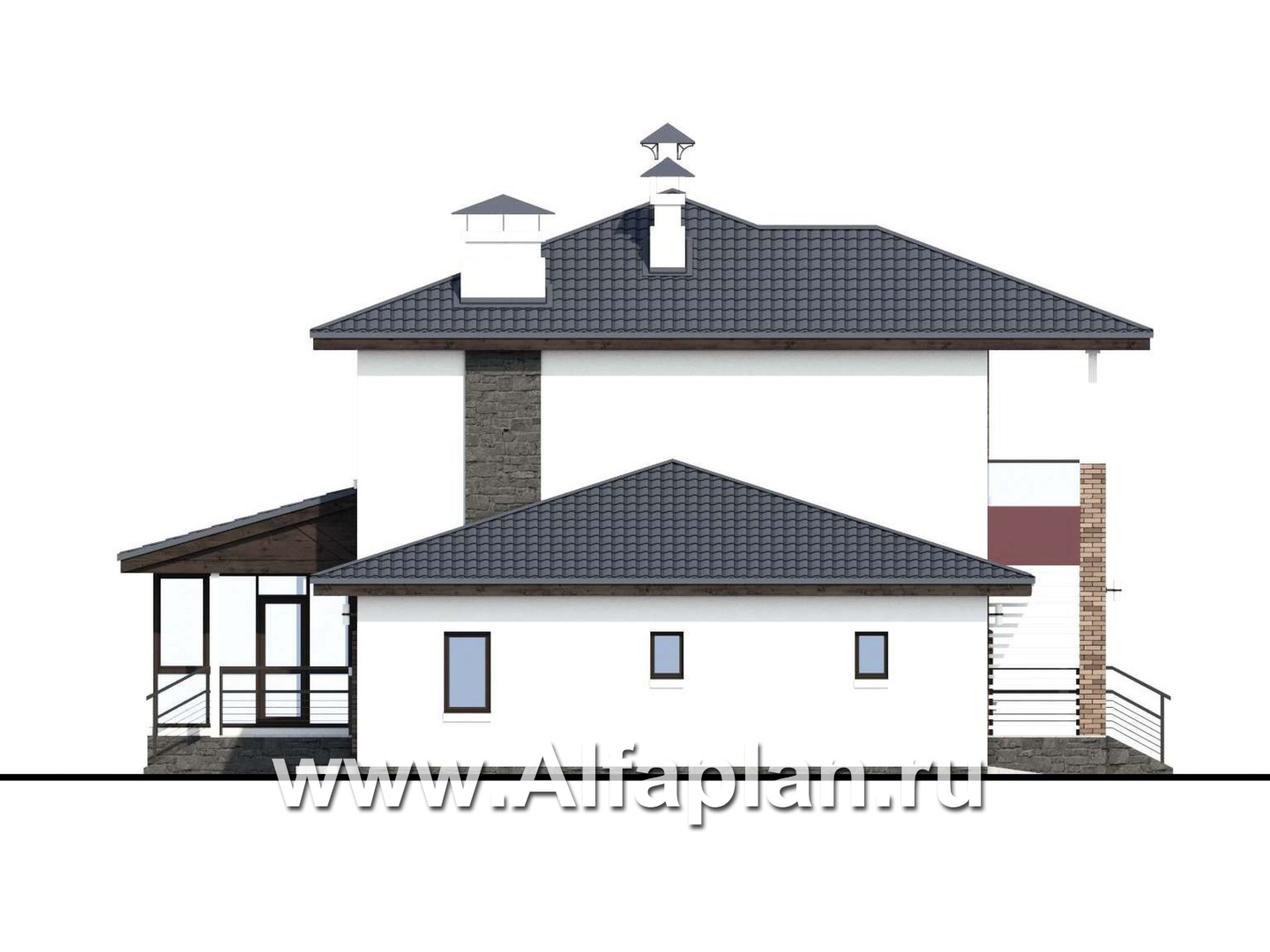 Проекты домов Альфаплан - «Орбита» - современный дизайн дома, удобная планировка - изображение фасада №3