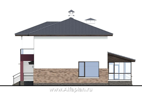 Проекты домов Альфаплан - «Орбита» - современный дизайн дома, удобная планировка - превью фасада №2