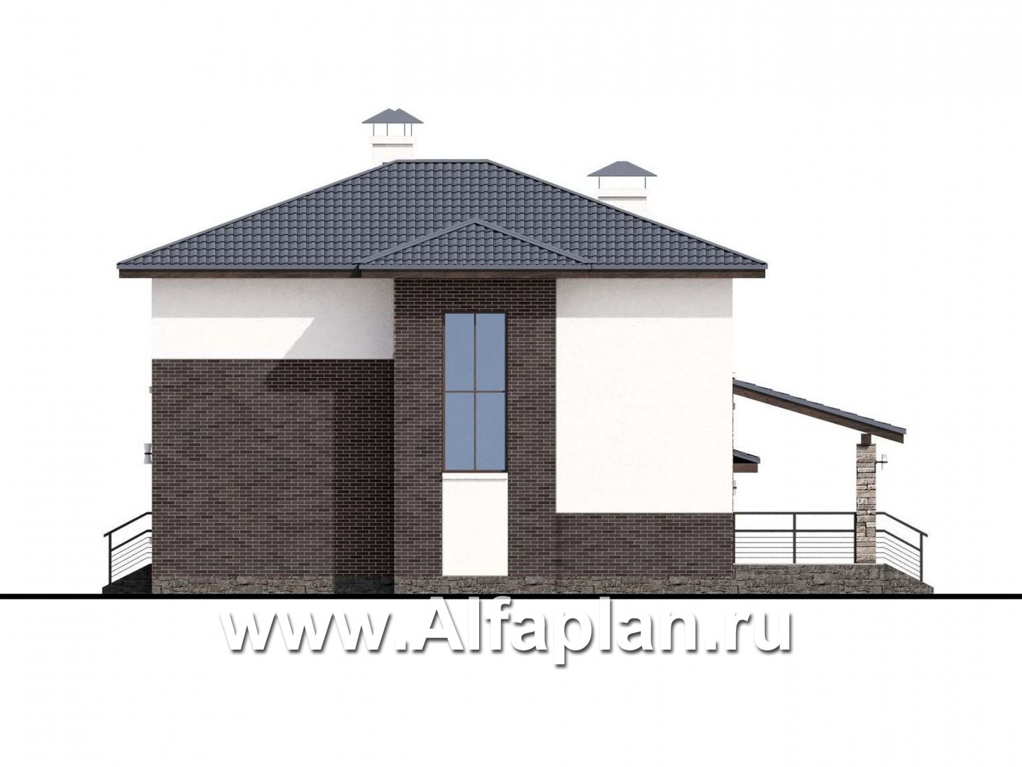 Проекты домов Альфаплан - «Страйк» - современный дом с открытой планировкой и гаражом - изображение фасада №2