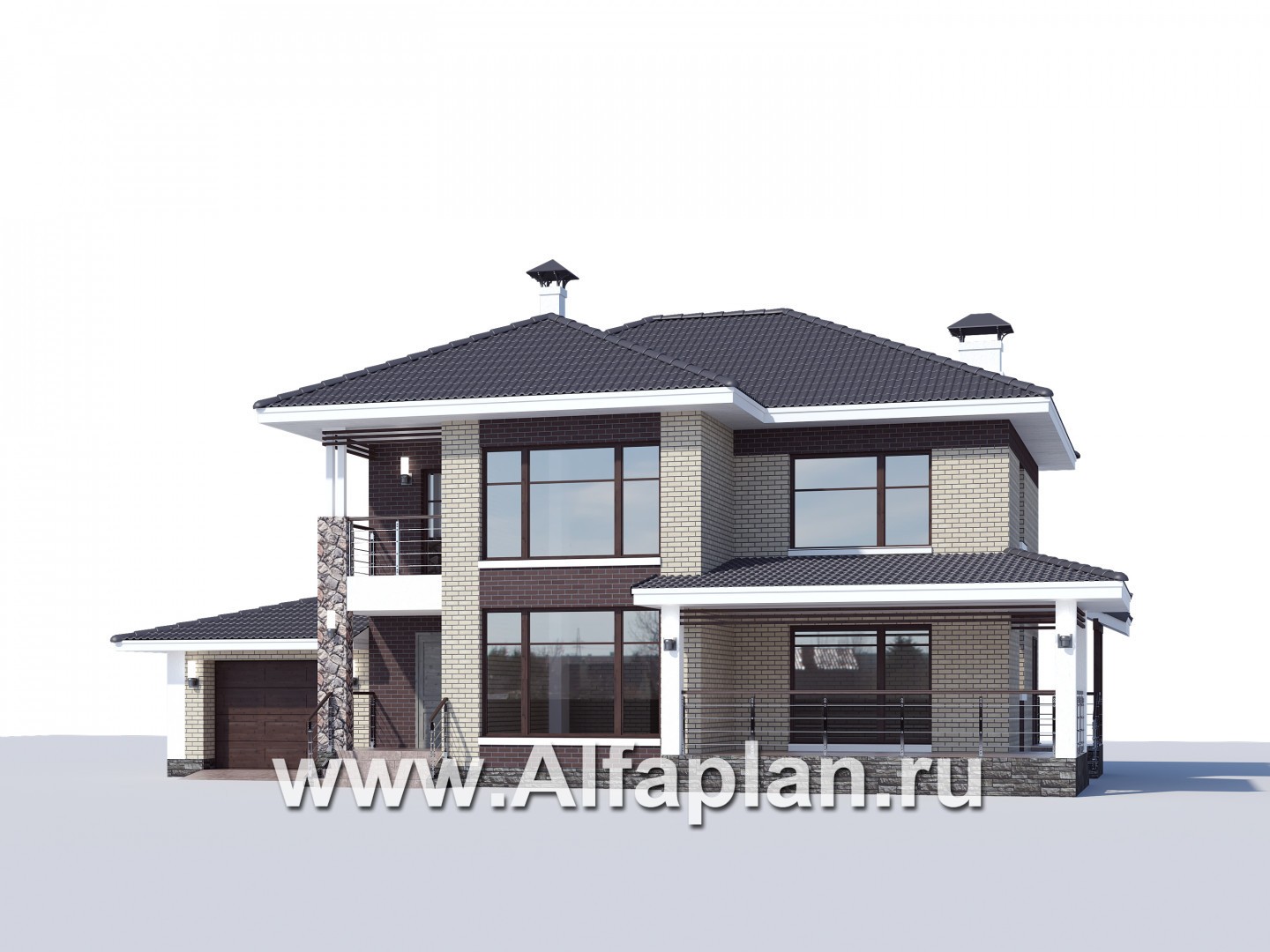 Проекты домов Альфаплан - «Саар» - современный двухэтажный дом с террасой и сауной - дополнительное изображение №1
