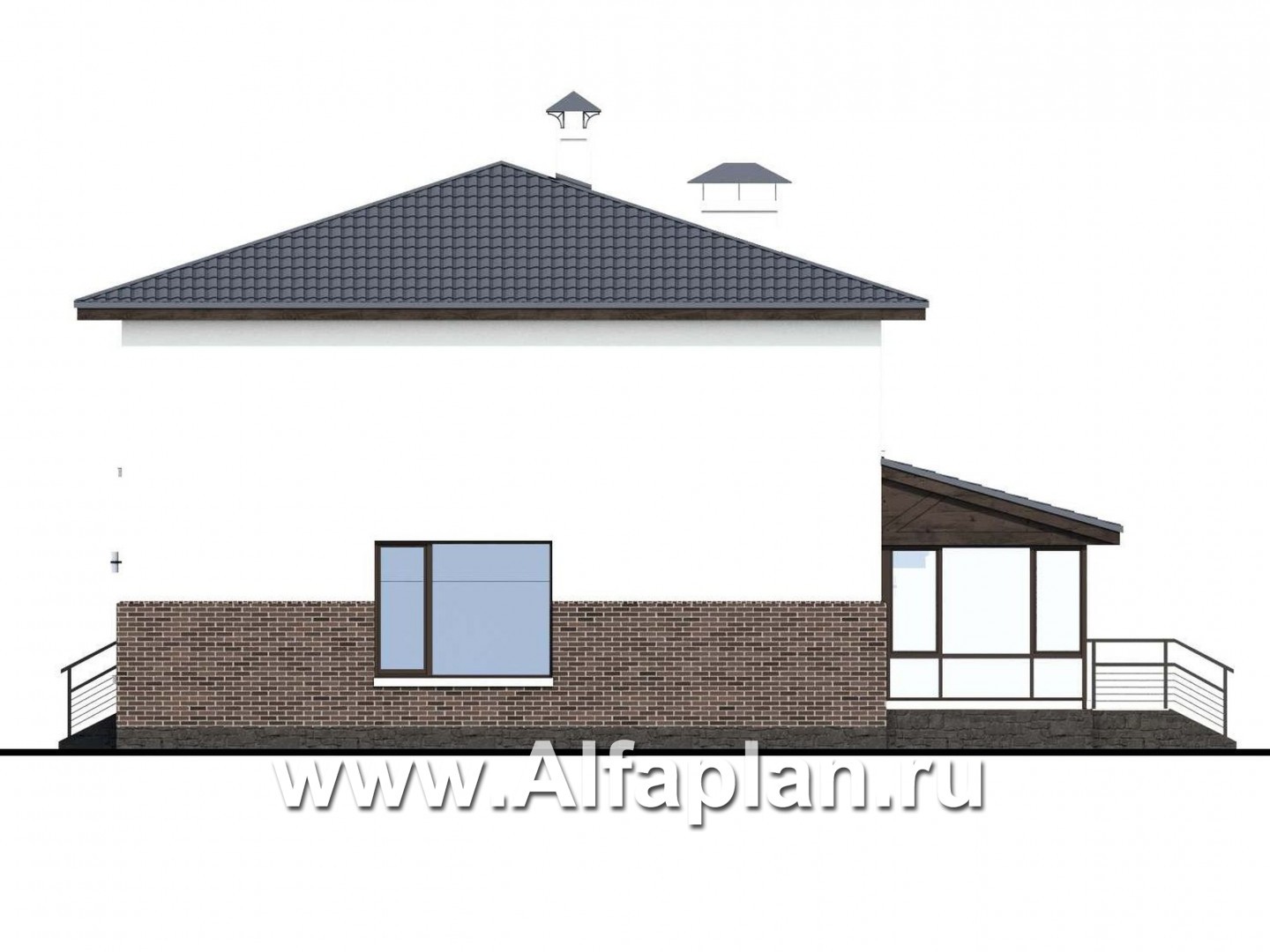 Проекты домов Альфаплан - «Орбита» - современный и удобный, компактный дом - изображение фасада №2