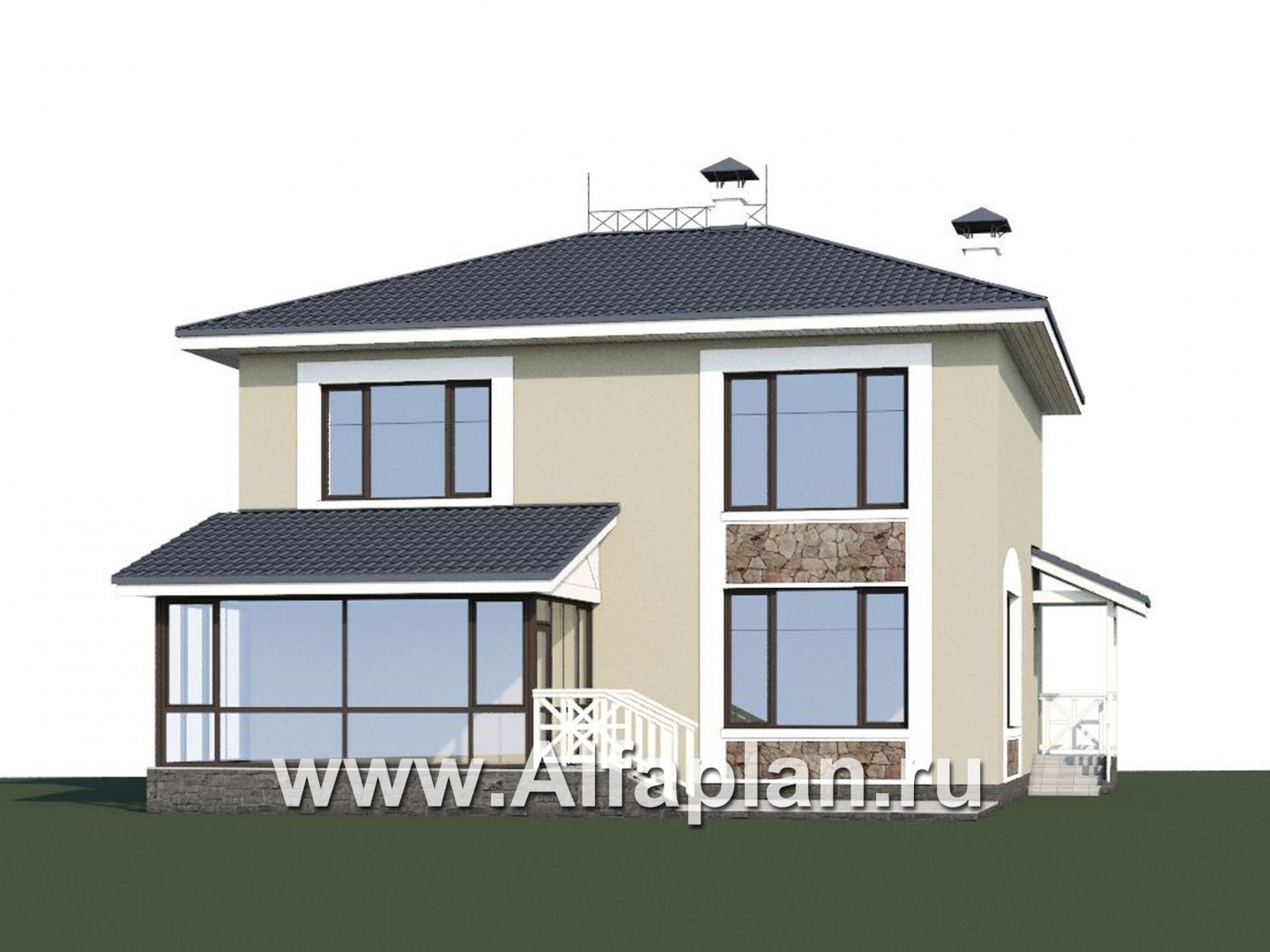 Проекты домов Альфаплан - «Либезюсефрау» - удобный дом с романтическими фасадами - дополнительное изображение №1