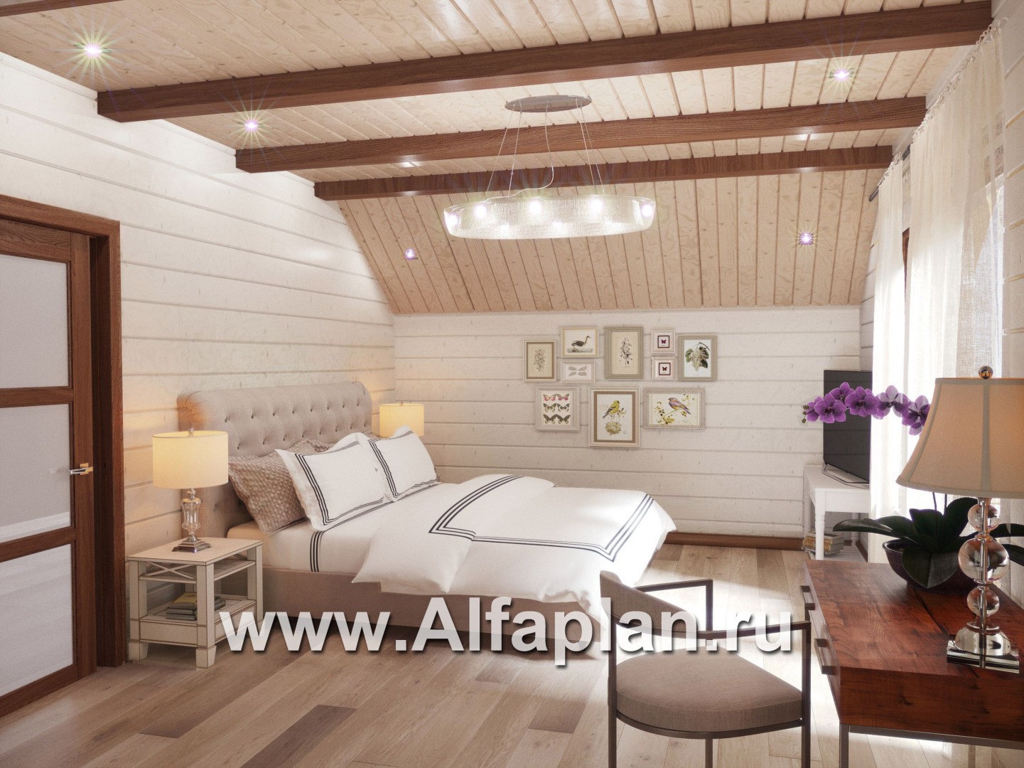 Проекты домов Альфаплан - Деревянный дом с гостевым блоком - дополнительное изображение №8