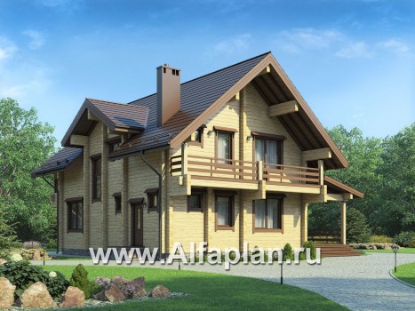 Проекты домов Альфаплан - Деревянный дом с гостевым блоком - превью дополнительного изображения №1