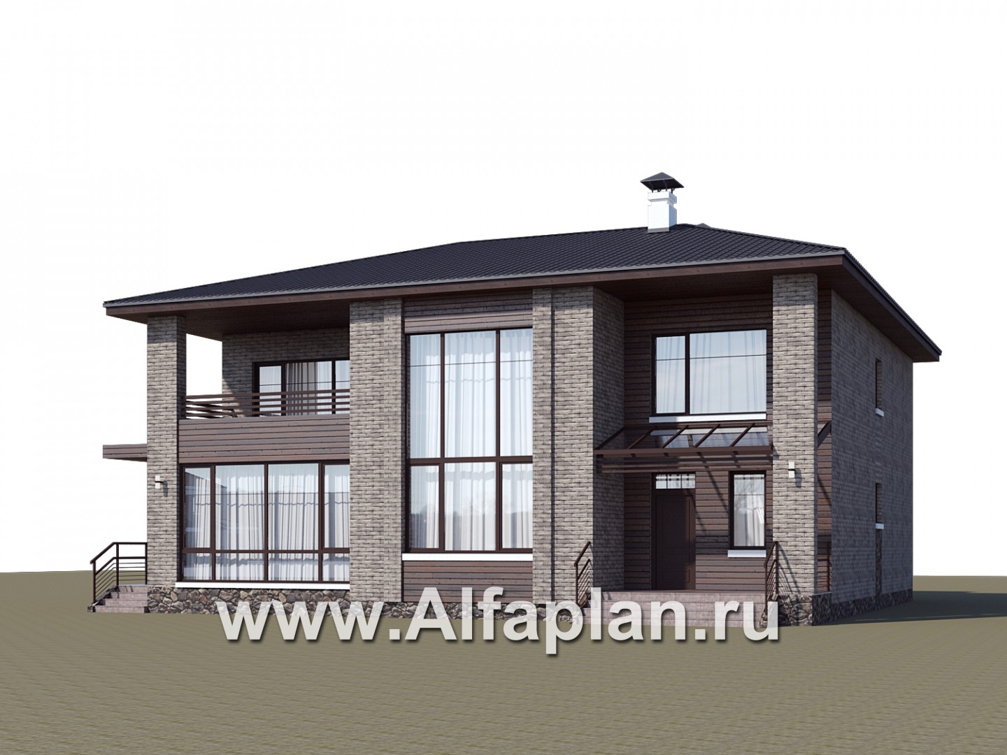 Проекты домов Альфаплан - «Семь звезд» - современный коттедж с панорамными окнами - дополнительное изображение №1