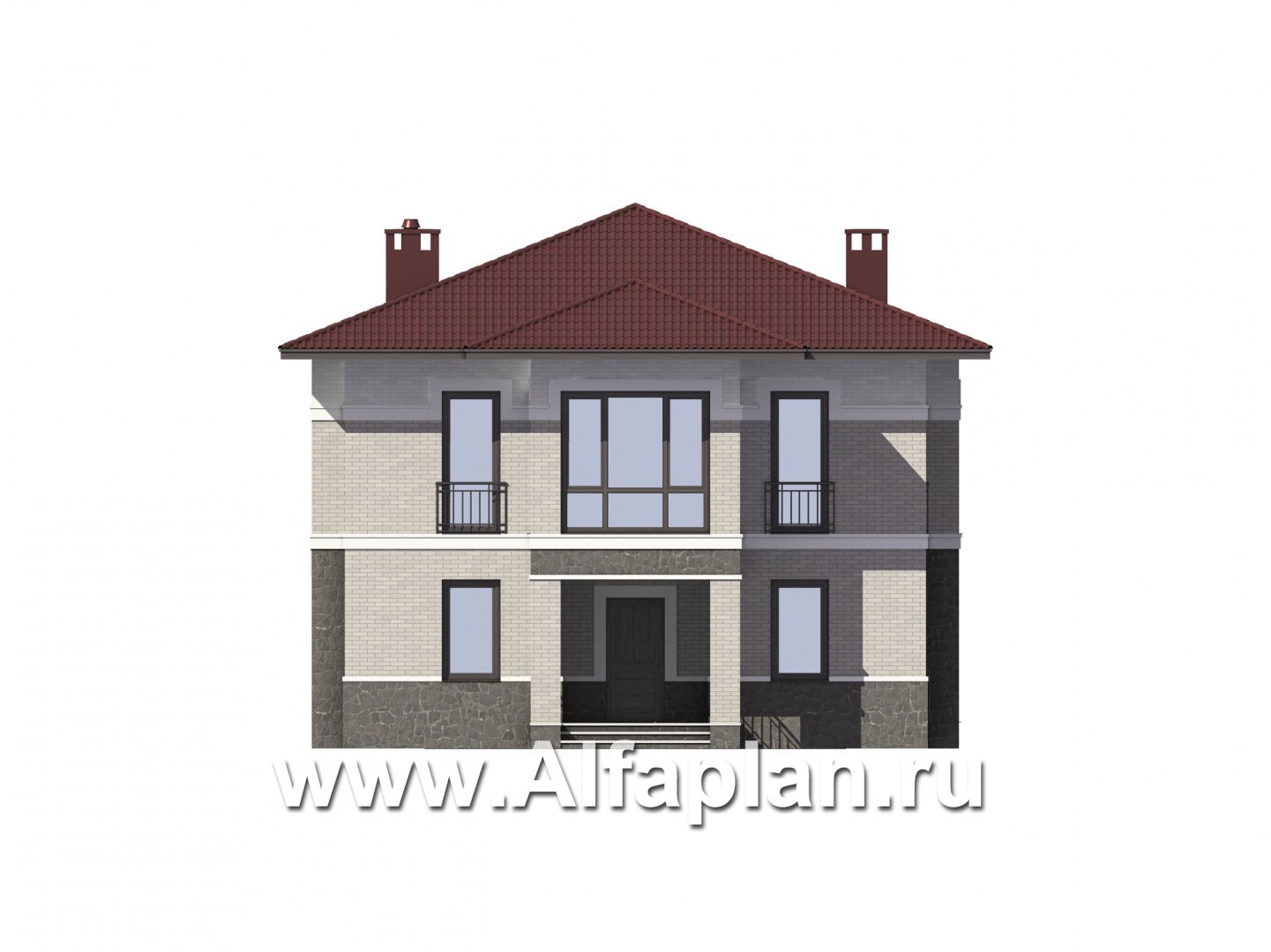 Проекты домов Альфаплан - Двухэтажный дом для узкого участка - изображение фасада №1