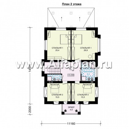 Проекты домов Альфаплан - Двухэтажный дом для узкого участка - превью плана проекта №2