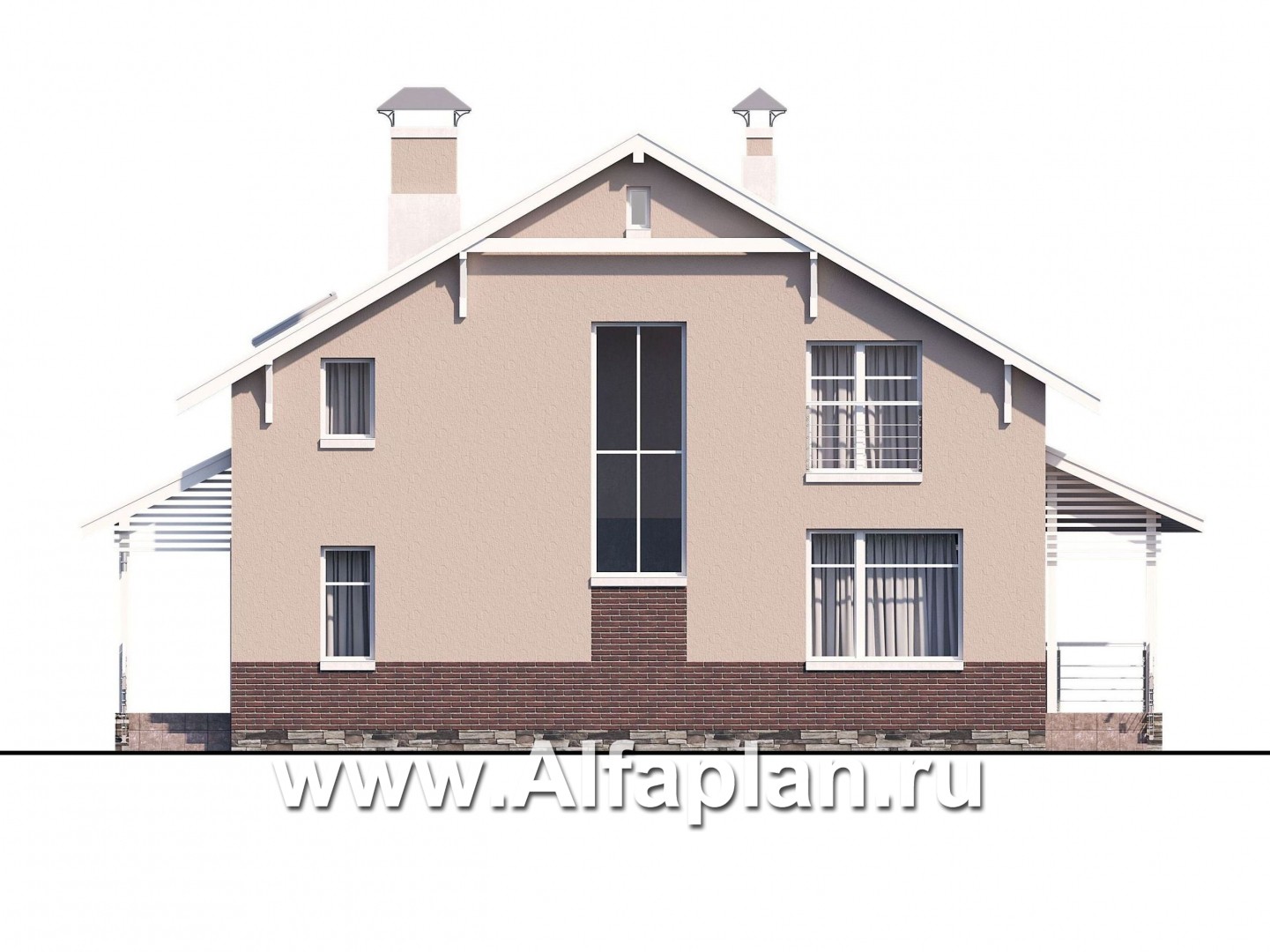 Проекты домов Альфаплан - «Регата» - комфортный дом с двускатной крышей - изображение фасада №4