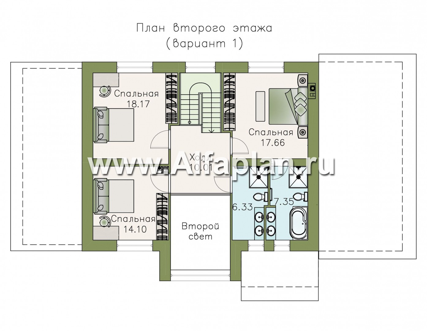 Проекты домов Альфаплан - «Регата» - комфортный дом с террасой и гаражом - план проекта №2