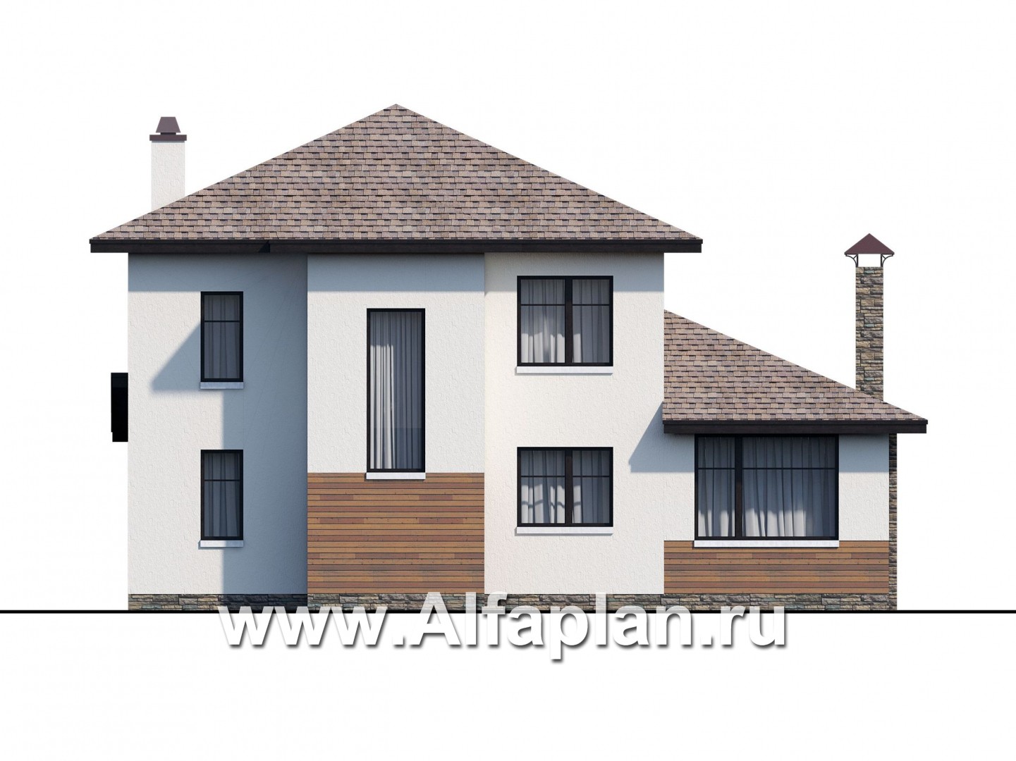 «Одер» - проект двухэтажного дома из газобетона, с террасой, в современном стиле - фасад дома