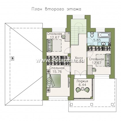 «Одер» - проект двухэтажного дома из газобетона, с террасой, в современном стиле - превью план дома