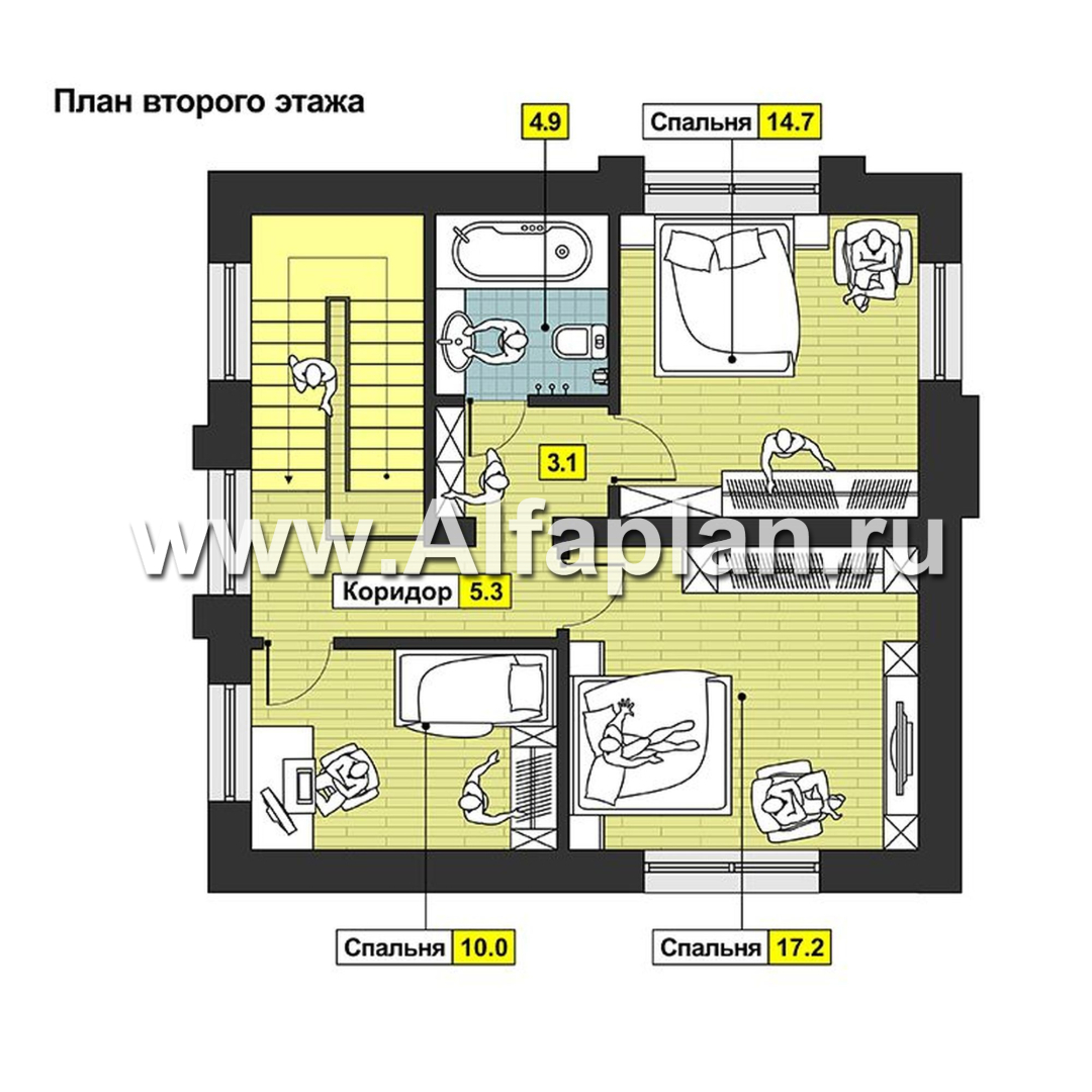 Проекты домов Альфаплан - Небольшой мансардный дом с гаражом - изображение плана проекта №2