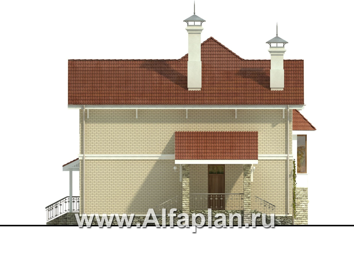 Проекты домов Альфаплан - «Лавиери Плюс»- проект дома с изящным крыльцом и эркером - изображение фасада №3