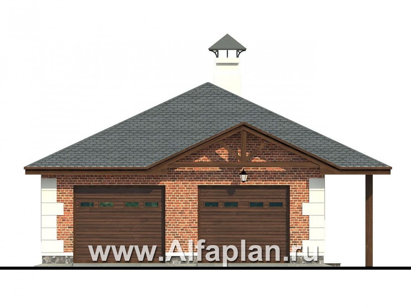 Проекты домов Альфаплан - Проект гаража на 2 авто - изображение фасада №1
