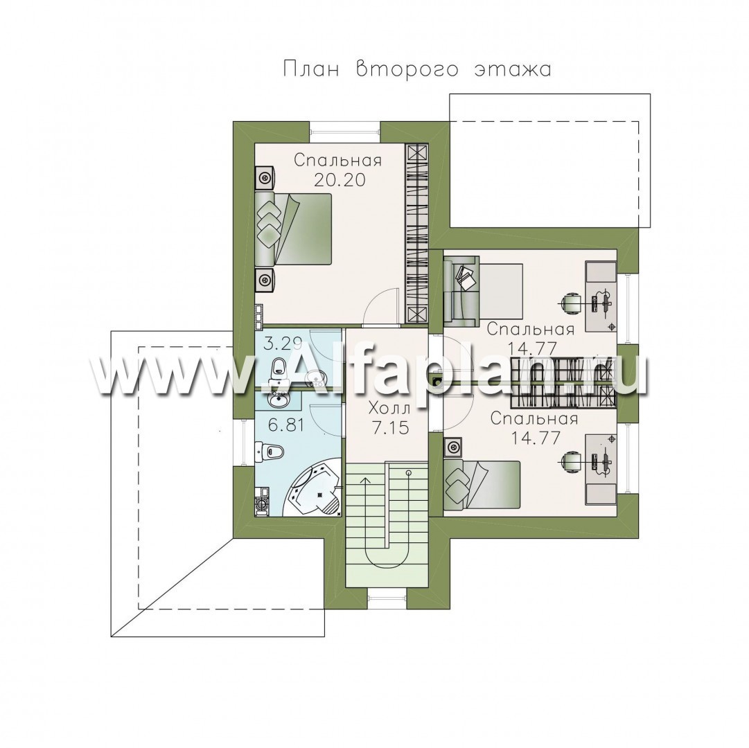 Проекты домов Альфаплан - «Госпожа Буонасье» - компактный коттедж с жилой мансардой - изображение плана проекта №2