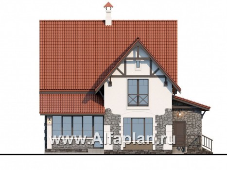 Проекты домов Альфаплан - «Госпожа Буонасье» - компактный коттедж с жилой мансардой - превью фасада №4