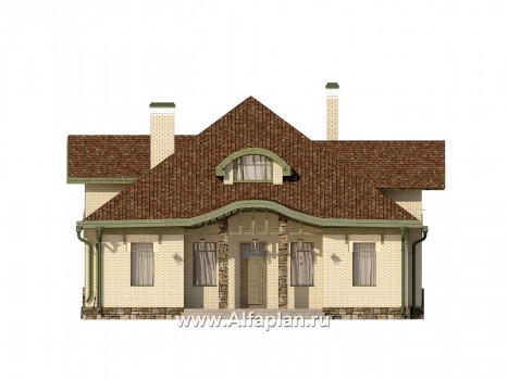 Проекты домов Альфаплан - Загородный коттедж в классическом стиле - превью фасада №1