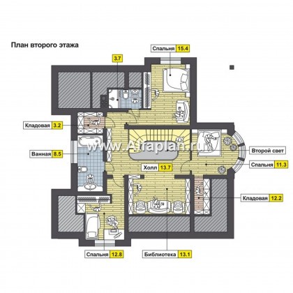 Проекты домов Альфаплан - Загородный коттедж в классическом стиле - превью плана проекта №2