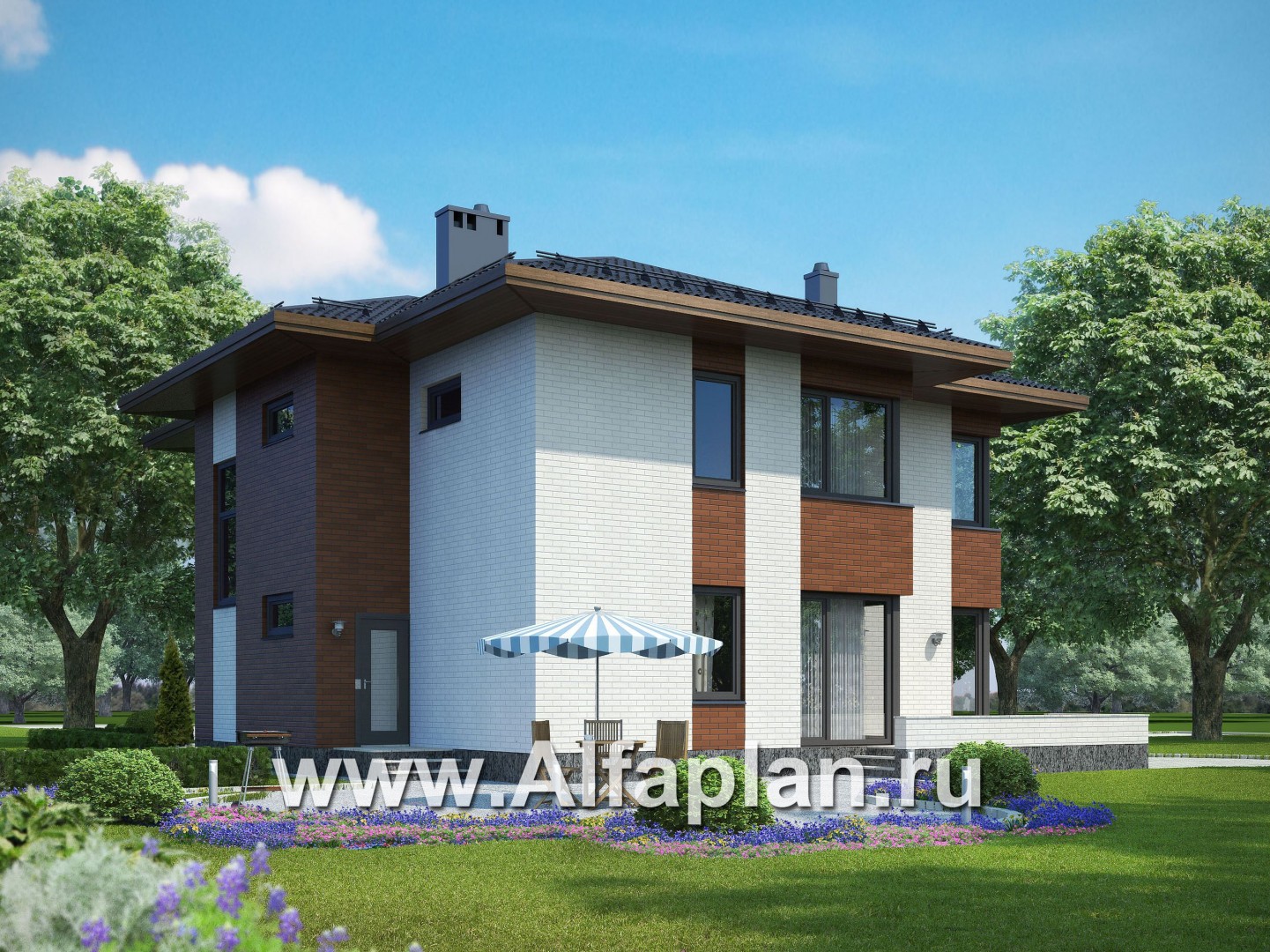 Проекты домов Альфаплан - Двухэтажный дом в современном стиле - дополнительное изображение №1