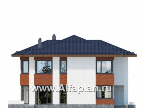Проекты домов Альфаплан - Двухэтажный дом в современном стиле - превью фасада №1