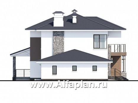 Проекты домов Альфаплан - «Гедонист»- коттедж с гаражом и эффектным остеклением - превью фасада №3