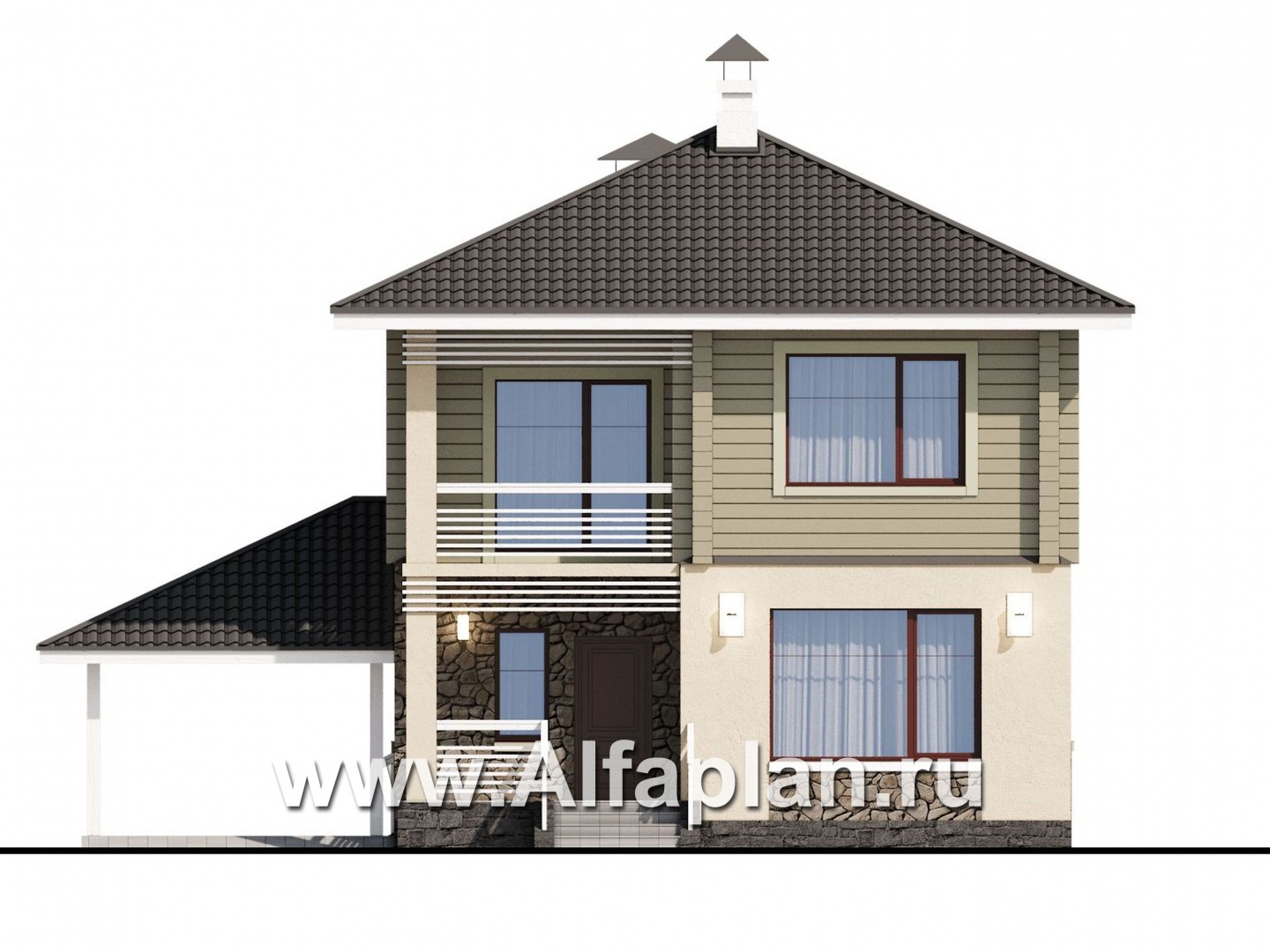 Проекты домов Альфаплан - «АльфаВУД» - изображение фасада №1