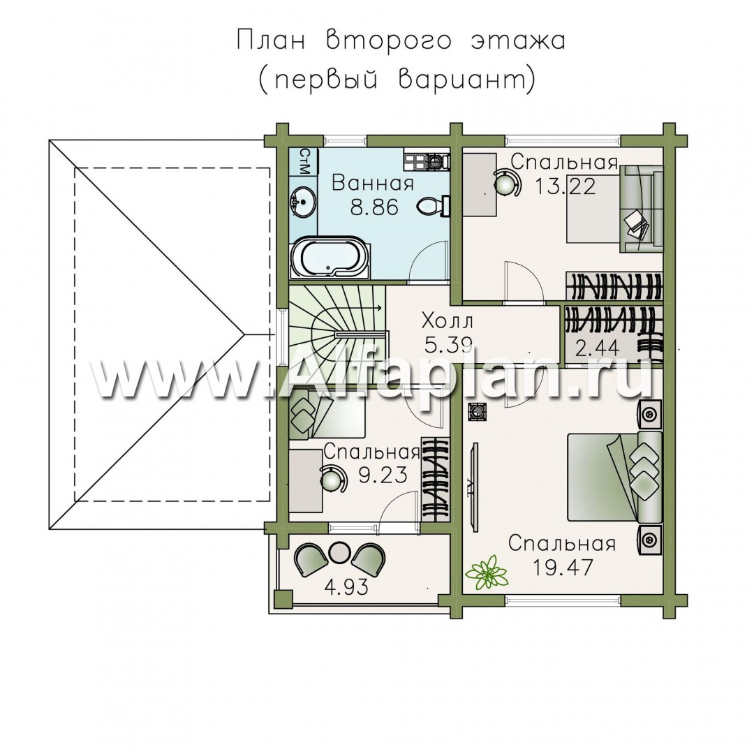 Проекты домов Альфаплан - «АльфаВУД» - изображение плана проекта №2