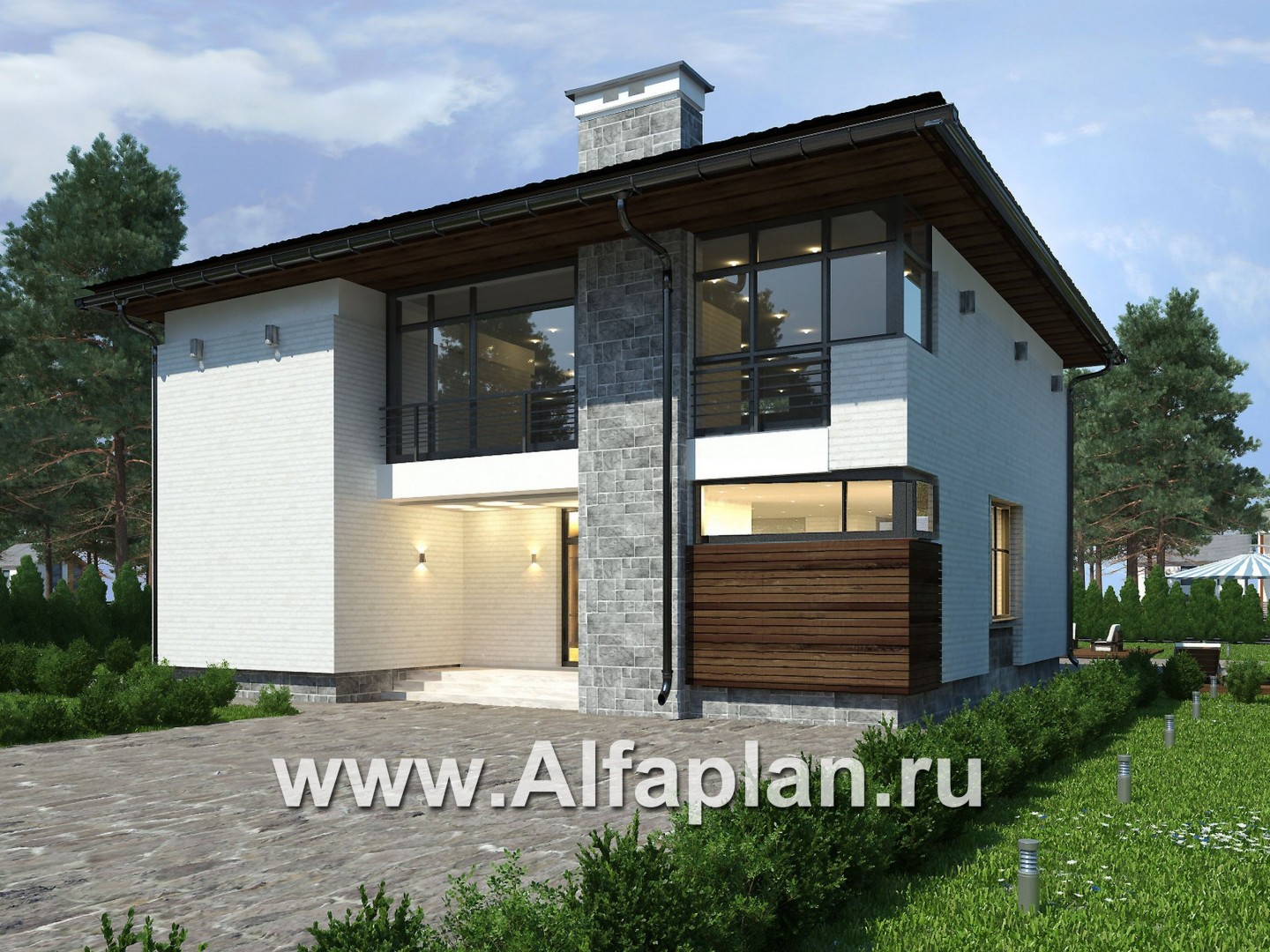 Проекты домов Альфаплан - Дом с интересным дизайном и практичной планировкой - основное изображение