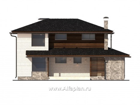 Проекты домов Альфаплан - Дом с интересным дизайном и практичной планировкой - превью фасада №4