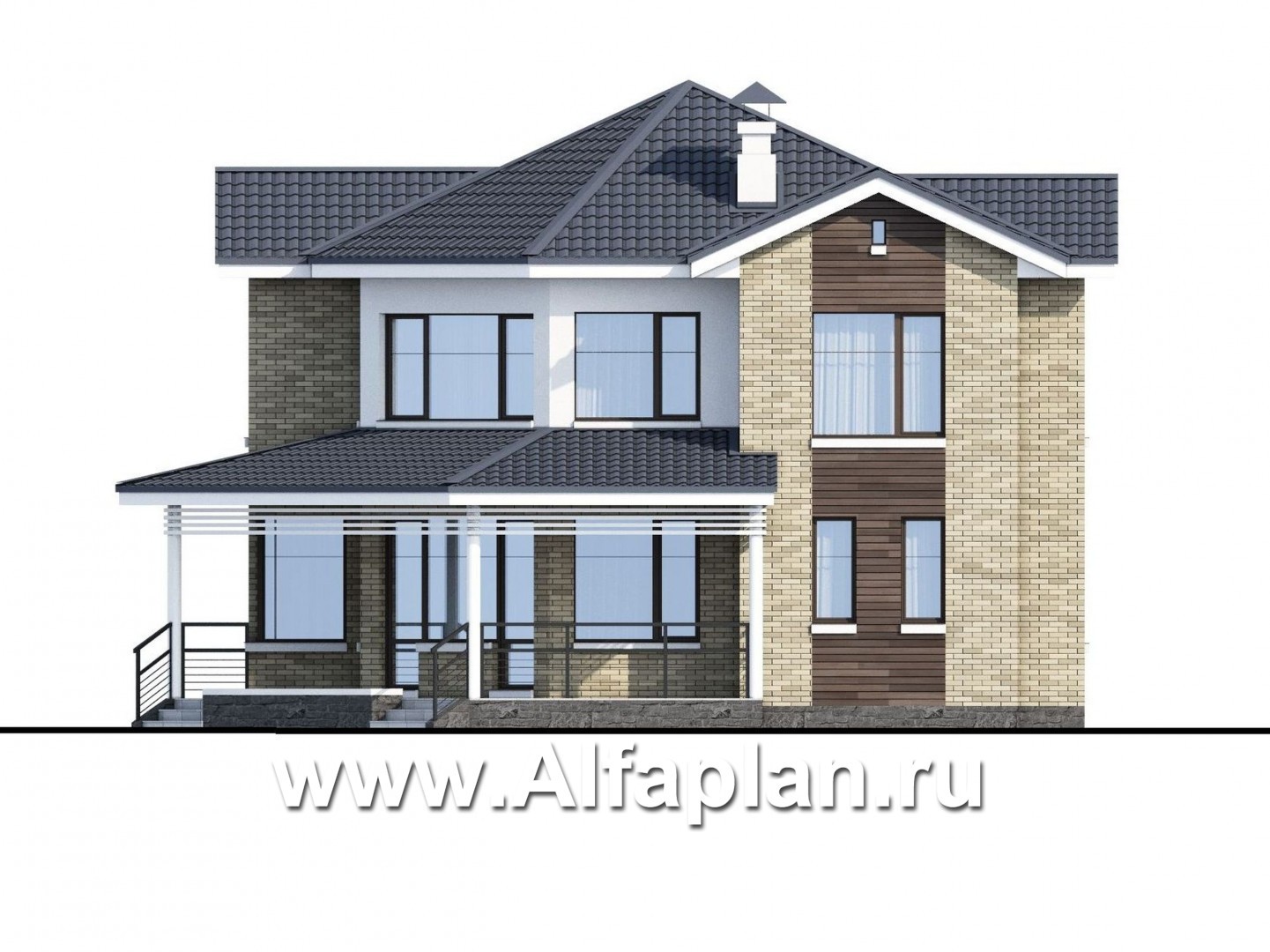 Проекты домов Альфаплан - NotaBene - компактный проект с оригинальным планом - изображение фасада №4