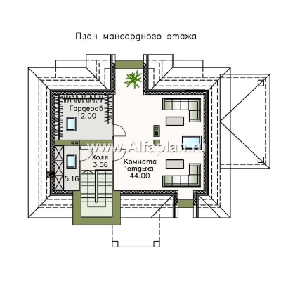 «Разумовский» - проект двухэтажного дома, с террасой, с балконом, в стиле модерн - превью план дома