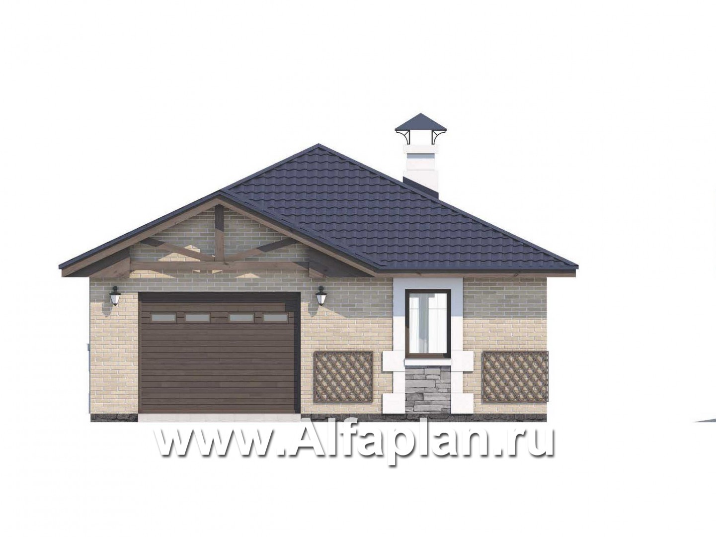 Проекты домов Альфаплан - Удобный хоз. блок - и баней - изображение фасада №1