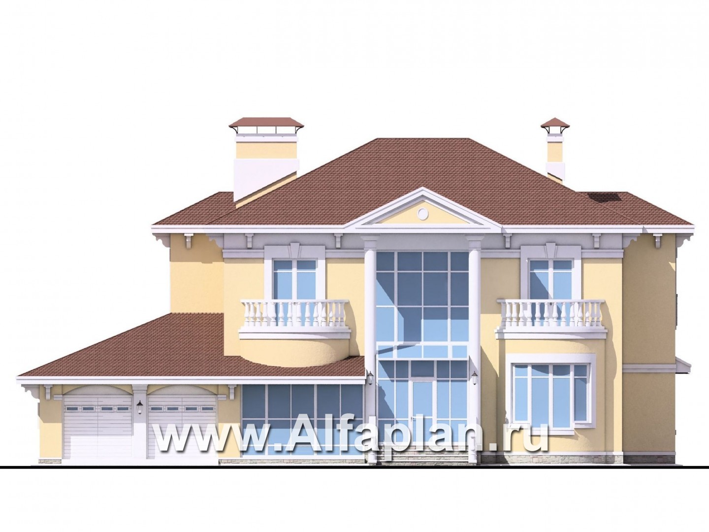 Проекты домов Альфаплан - Вилла «Эдельвейс» - элитный дом в классическом стиле - изображение фасада №1