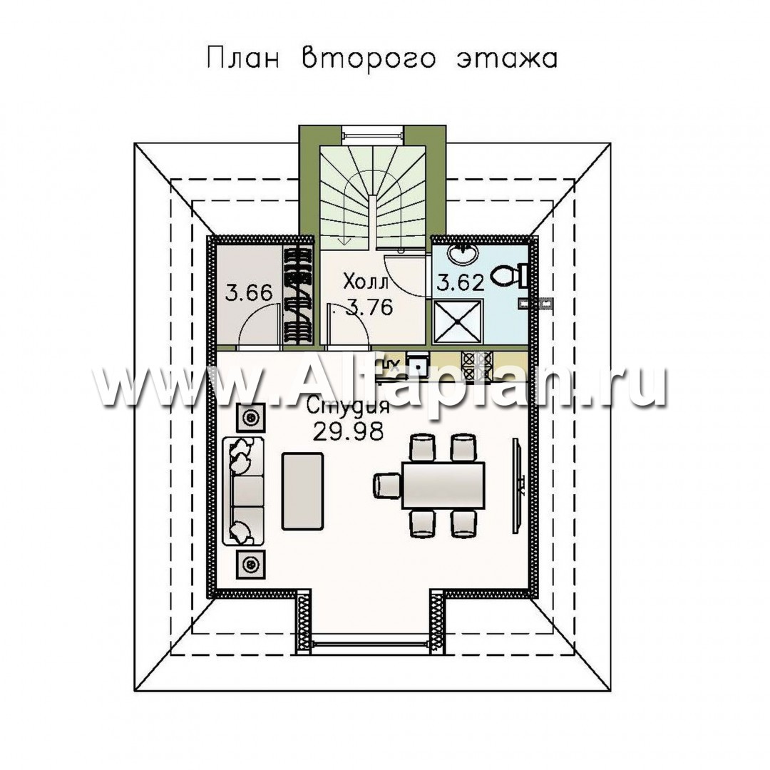 Проекты домов Альфаплан - Гараж со студией в мансарде - изображение плана проекта №2